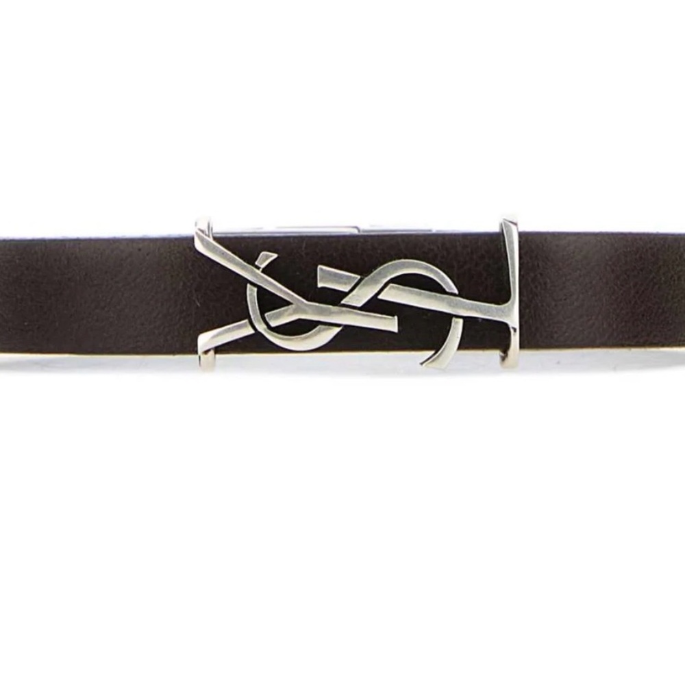 YSL Buckle brown Leather Bracelet